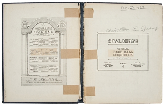1927 Babe Ruth and Lou Gehrig Dual Signed Spalding Official Baseball Scorebook (PSA/DNA)